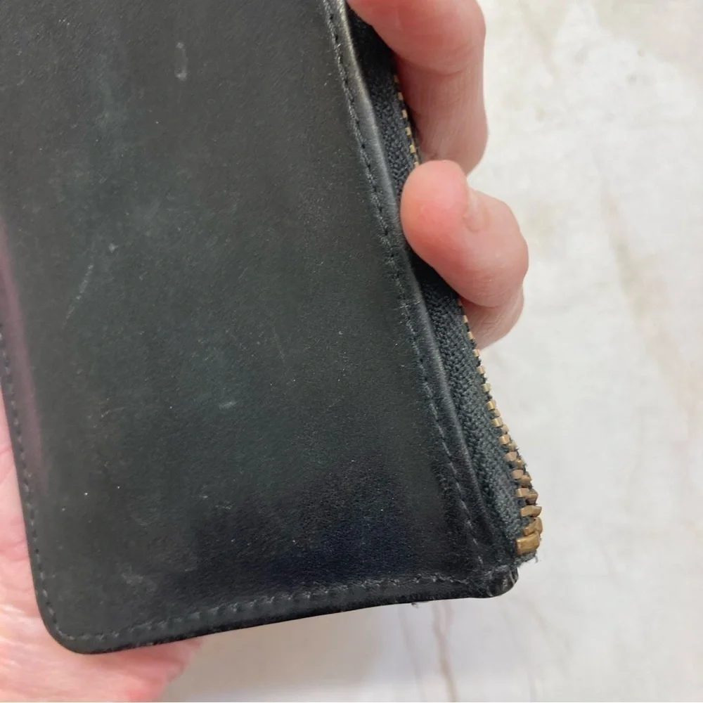 Coach black leather vintage keyring cardholder
